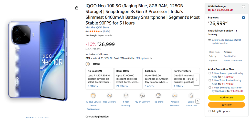 iQOO Neo 10R 5G On Discount