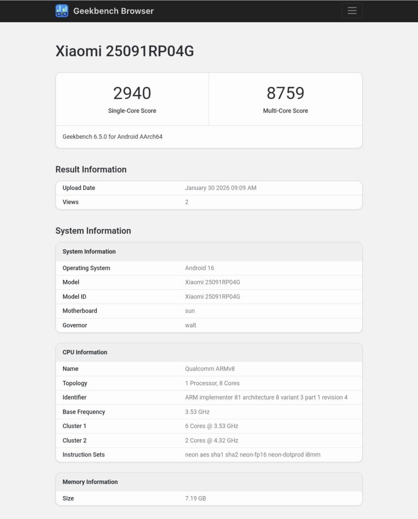 Xiaomi Pad 8 Pro Geekbench Listing Explained