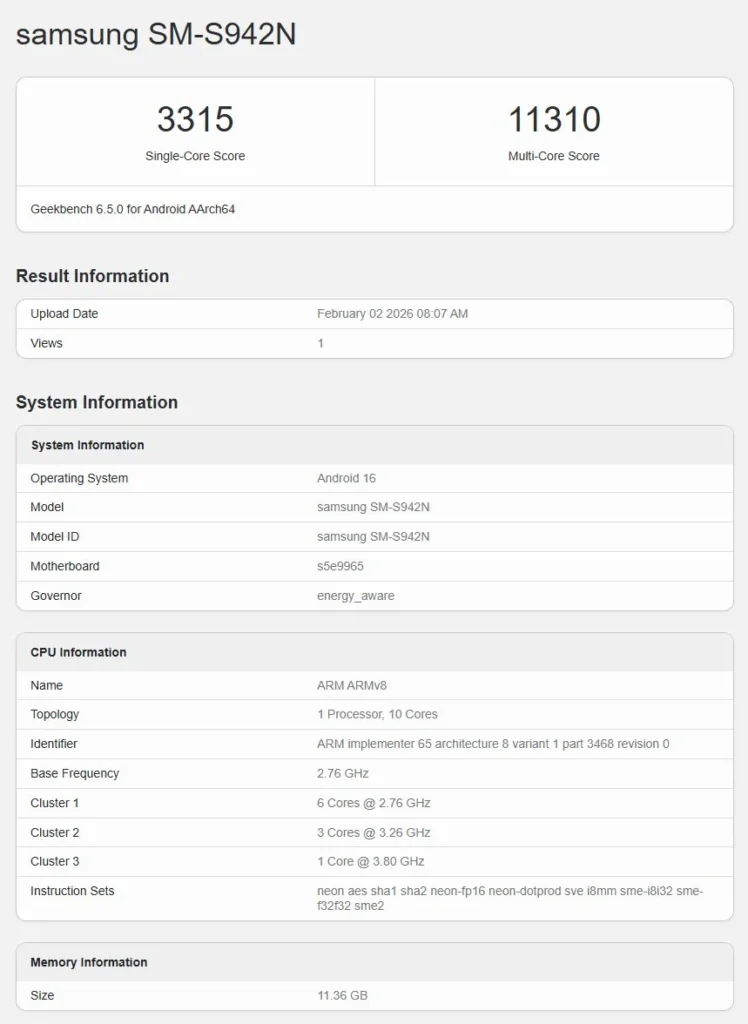 Samsung Galaxy S26 Geekbench Scores Explained